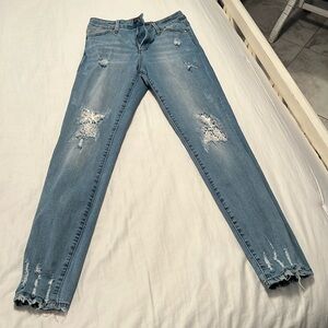 Tractr jeans with lace patches